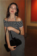 Polka Dot Halter Neck Bodycon Maxi Dress