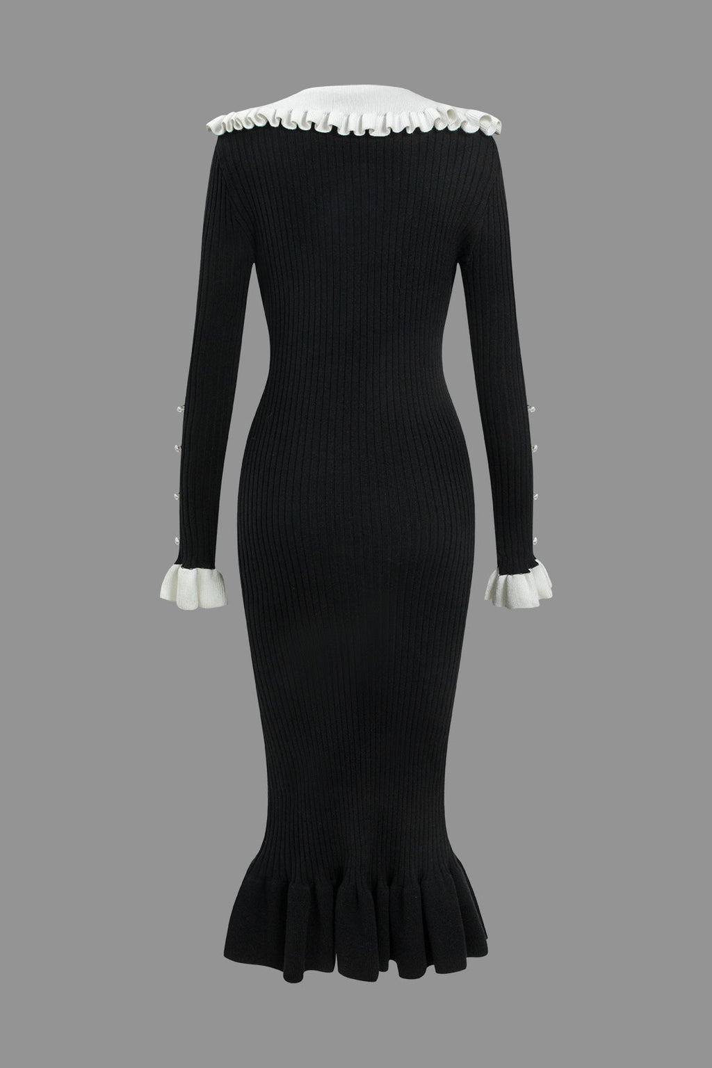 Solid Sweater Color Block Ruffle Dress