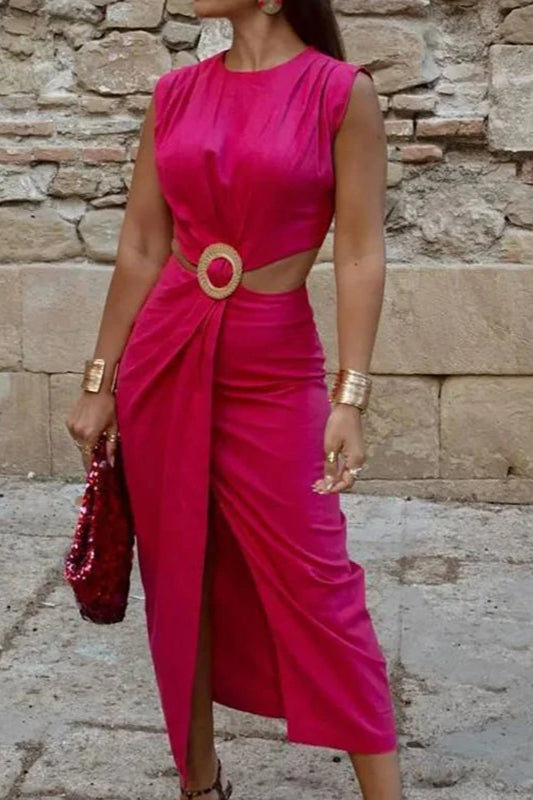 Hollow Design A Line Midi Dress