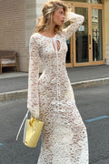 Sheer Lace Round Neck Maxi Dress