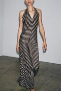 Polka Dot Halter Neck Maxi Dress
