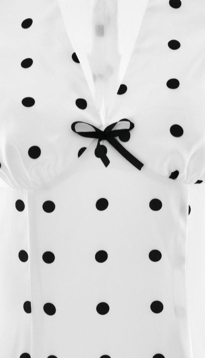 French Style Polka Dot VNeck Bodycon Maxi Dress