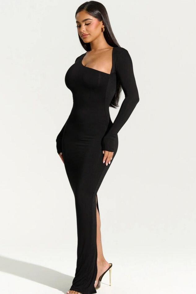 Eclipse Elegance One Shoulder Slim Fit Maxi Dress
