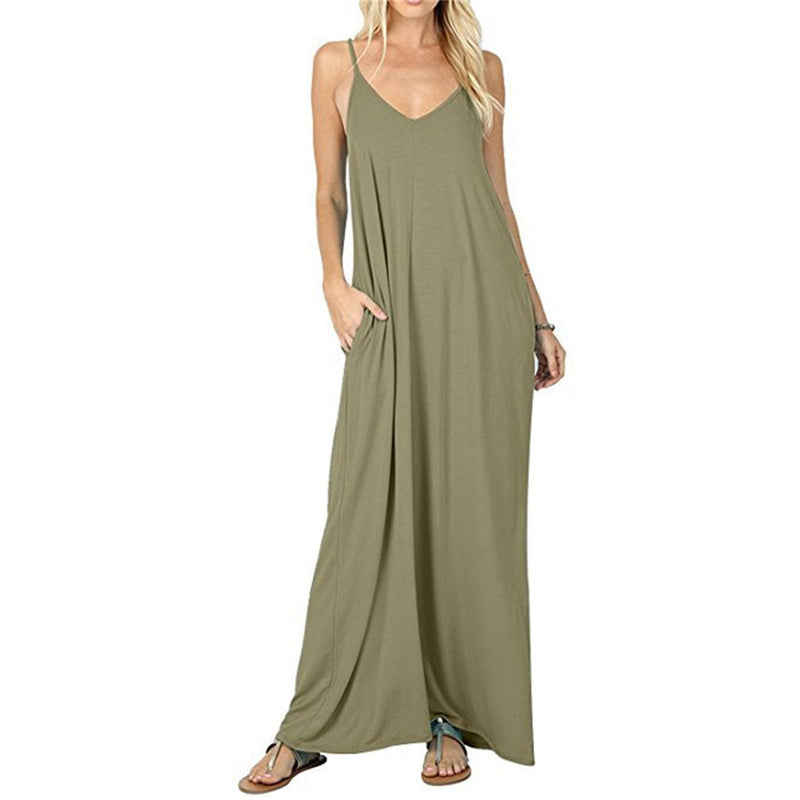 Olivian Pocketed Maxi Dress Moss Green