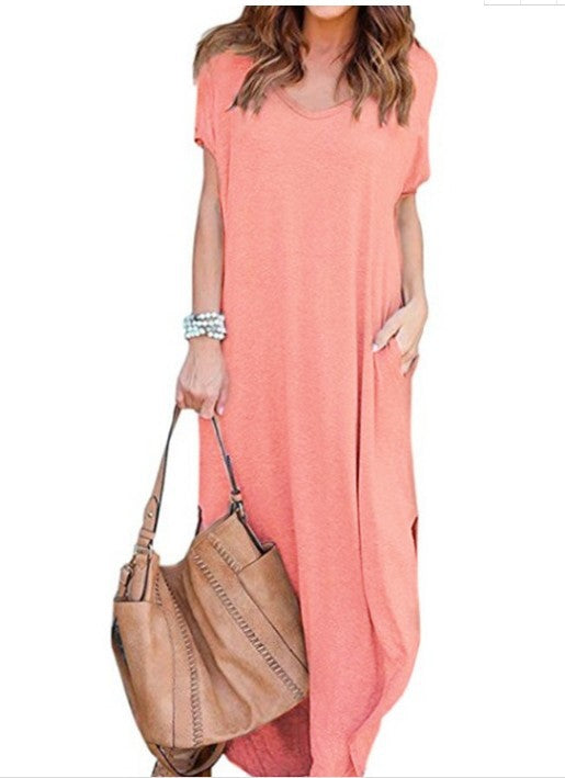 Shantae Pocketed Knit Maxi Dress Peach