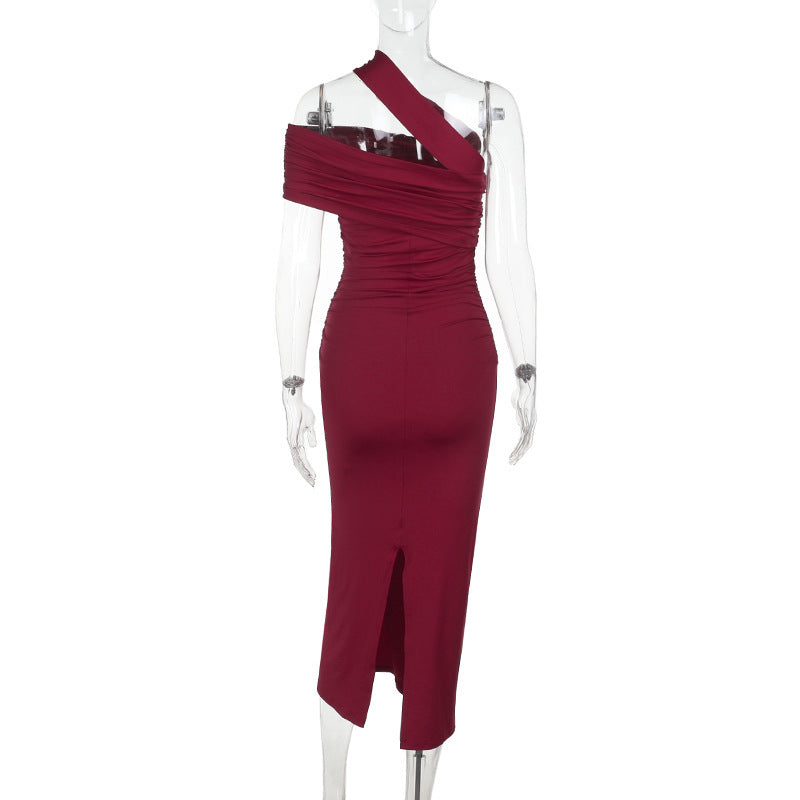 Horres Midi Dress Maroon