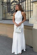 Sleeveless Ruched Fishtail Maxi Dress