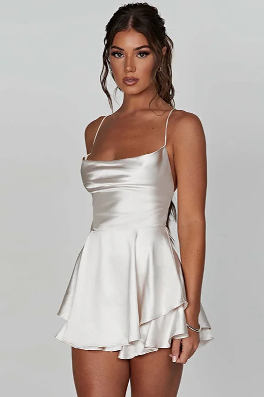Satin Crisscross Mini Dress