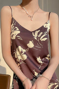 Floral Triacetate Satin VNeck Cami Maxi Dress