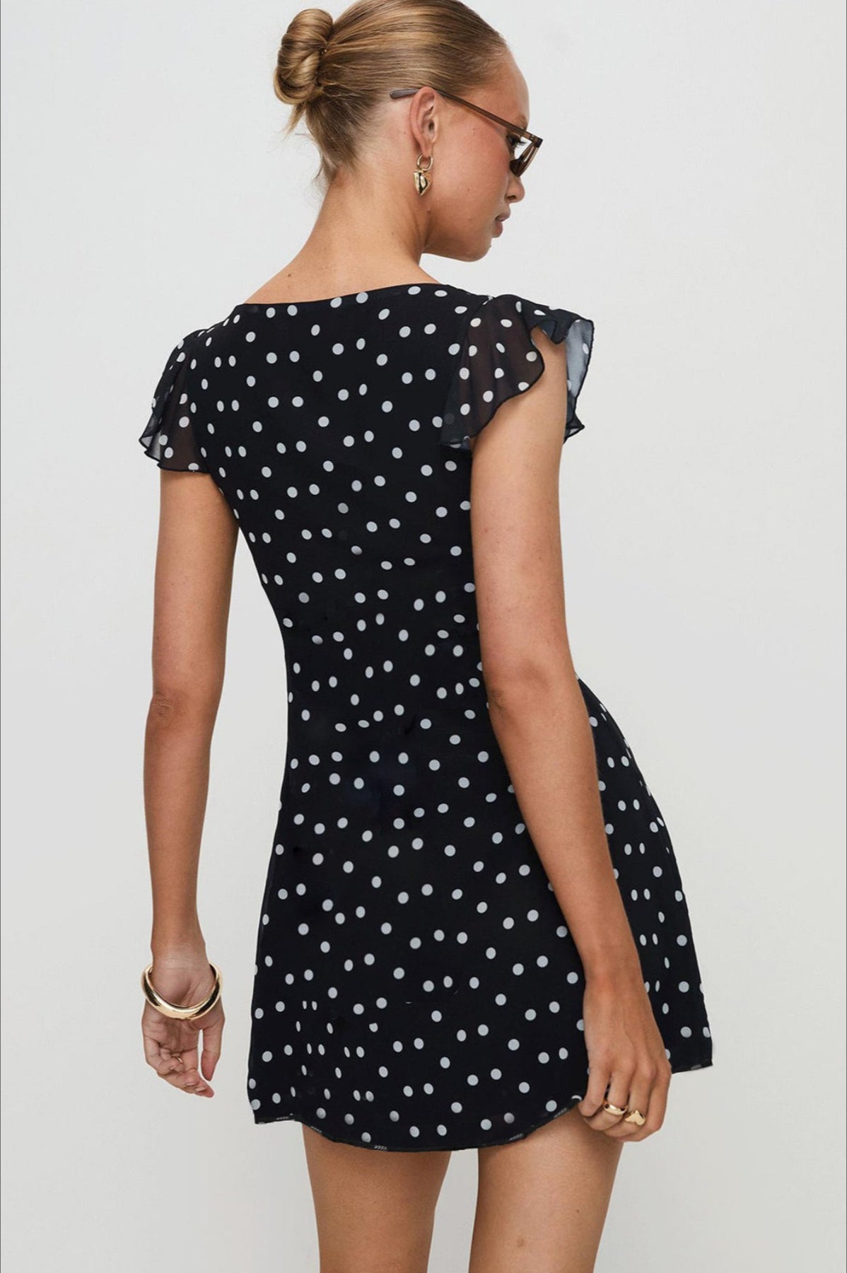 Polka Dot Mesh ALine Mini Dress