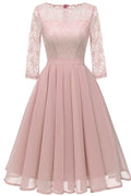 Ivory A-line Short Lace Prom Dress With Sleeves - Mislish