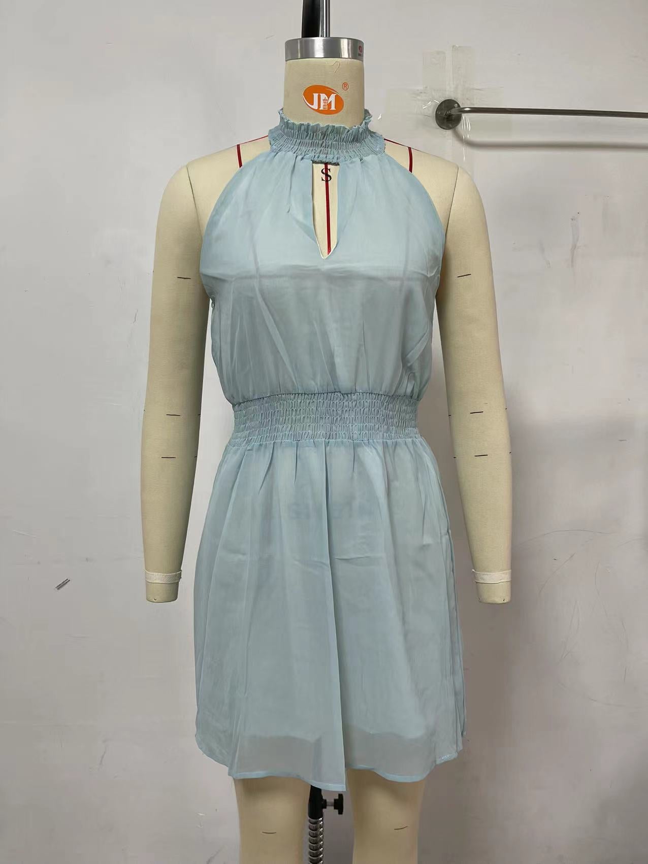 Refreshing Stylish Halter Off the Shoulder Tight Waist A line Short Dress