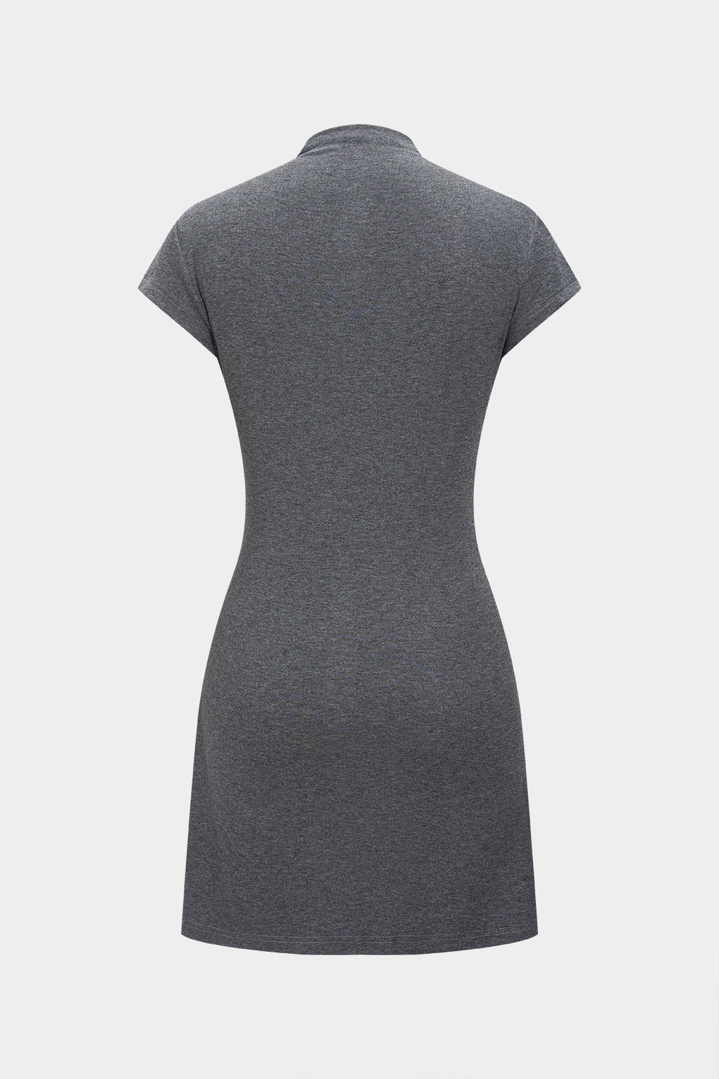 Solid Color A Line Button Short Sleeve Mini Dress