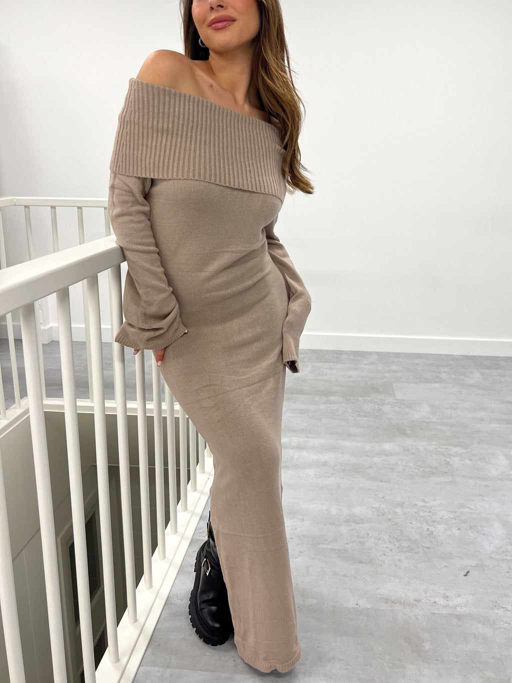 Giuliana Over Fold Knitted Maxi Dress