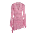 Hottie Outfit Streetwear Asymmetrical Flare Sleeve Lace Dress