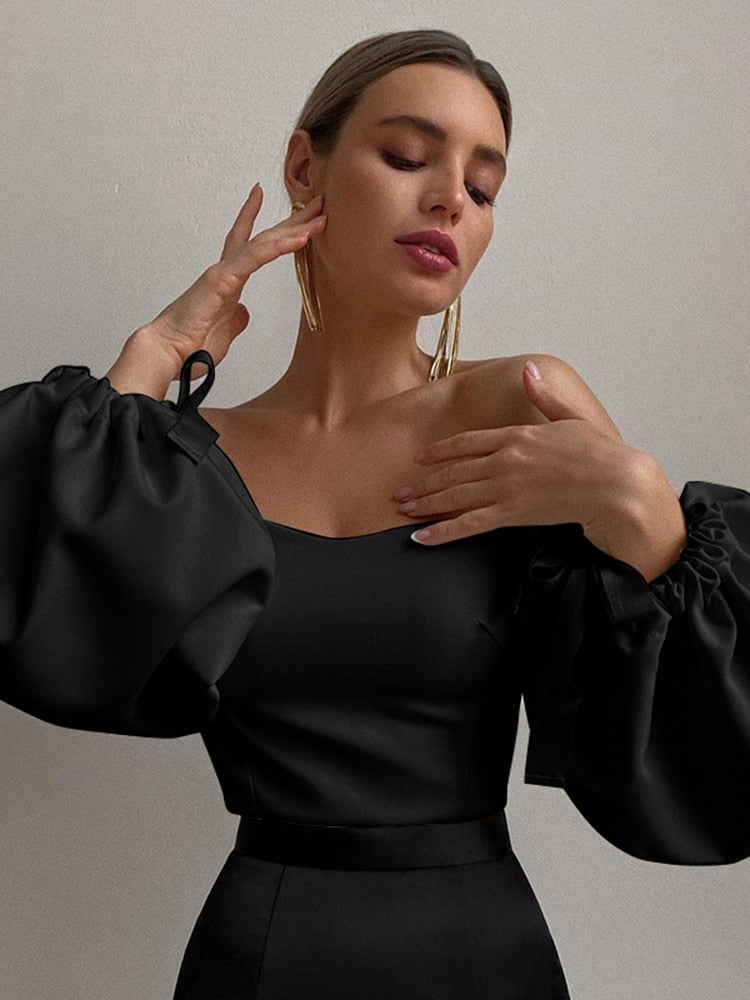 Off Shoulder Lantern Sleeve Top