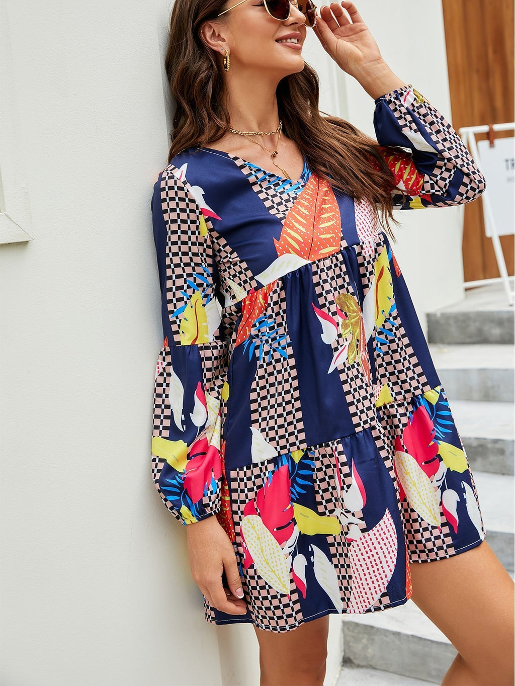Allover Print Boho Mini Dress