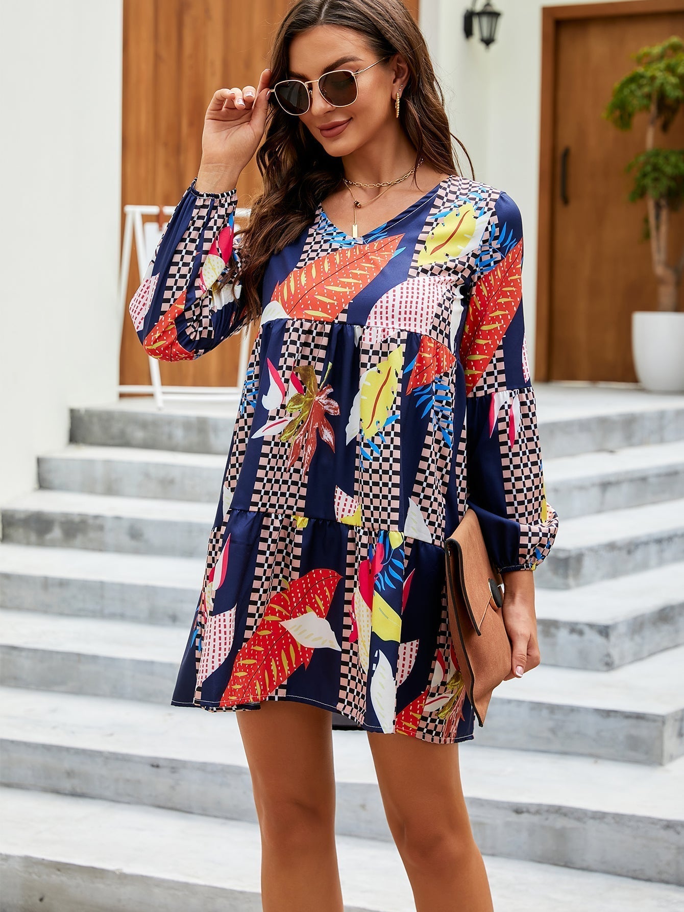 Allover Print Boho Mini Dress