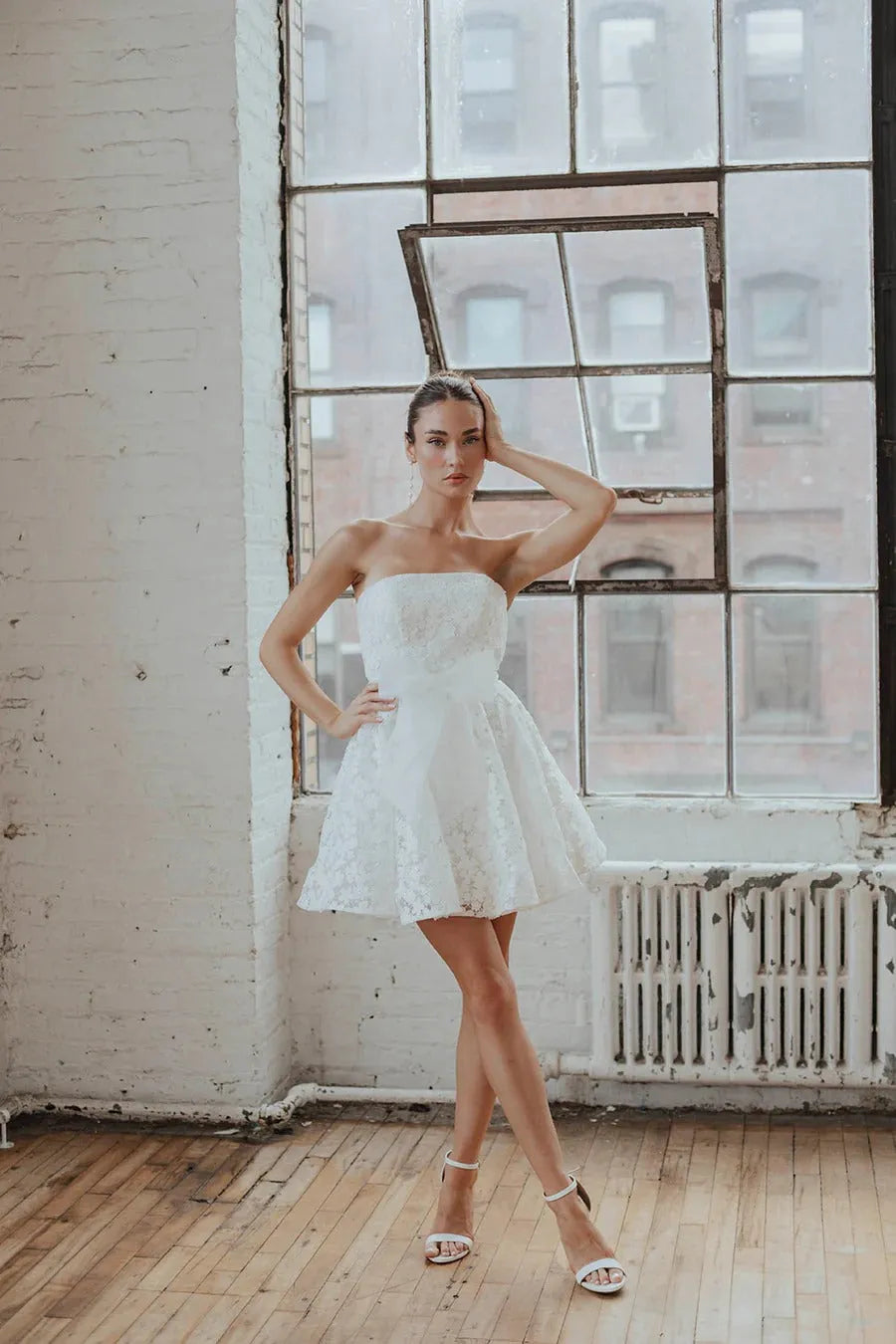 Simple White Full Lace Wedding Dress Vestido De Novia Train Dress Satin Bow Court Bridal Gown