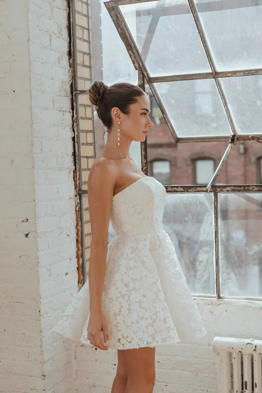 Simple White Full Lace Wedding Dress Vestido De Novia Train Dress Satin Bow Court Bridal Gown