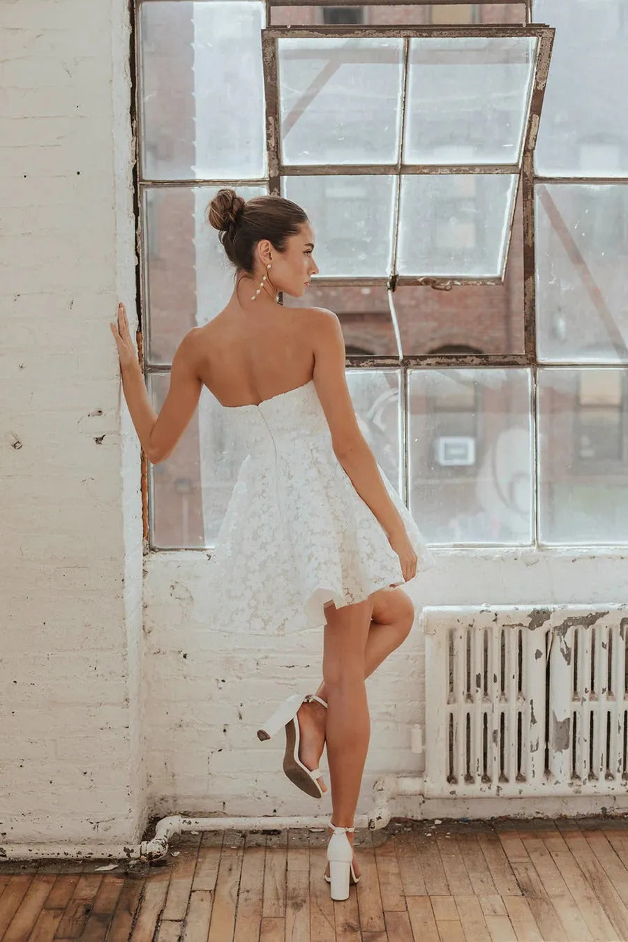 Simple White Full Lace Wedding Dress Vestido De Novia Train Dress Satin Bow Court Bridal Gown