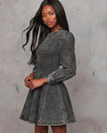 Casual Patchwork Tight Waist Denim Long Sleeve Dress