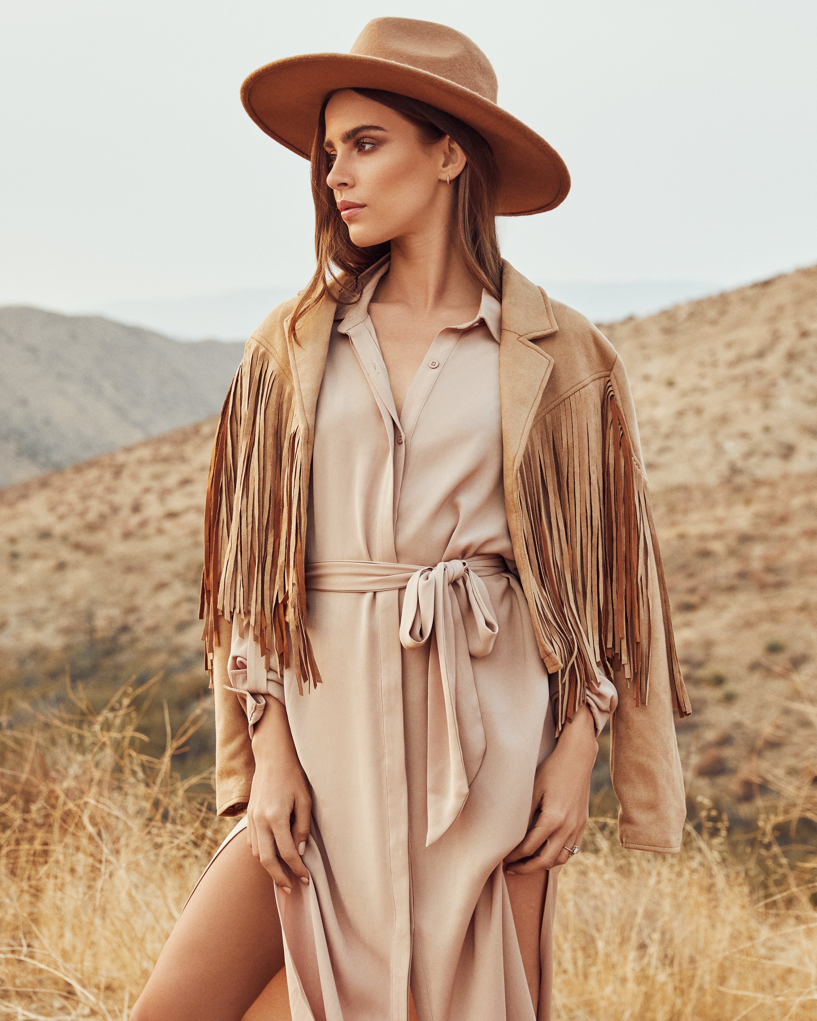 Betsy Button Down Midi Dress Nude FINAL