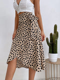 Boho Print Tie Side Wrap Skirt High Waist ALine Skirt