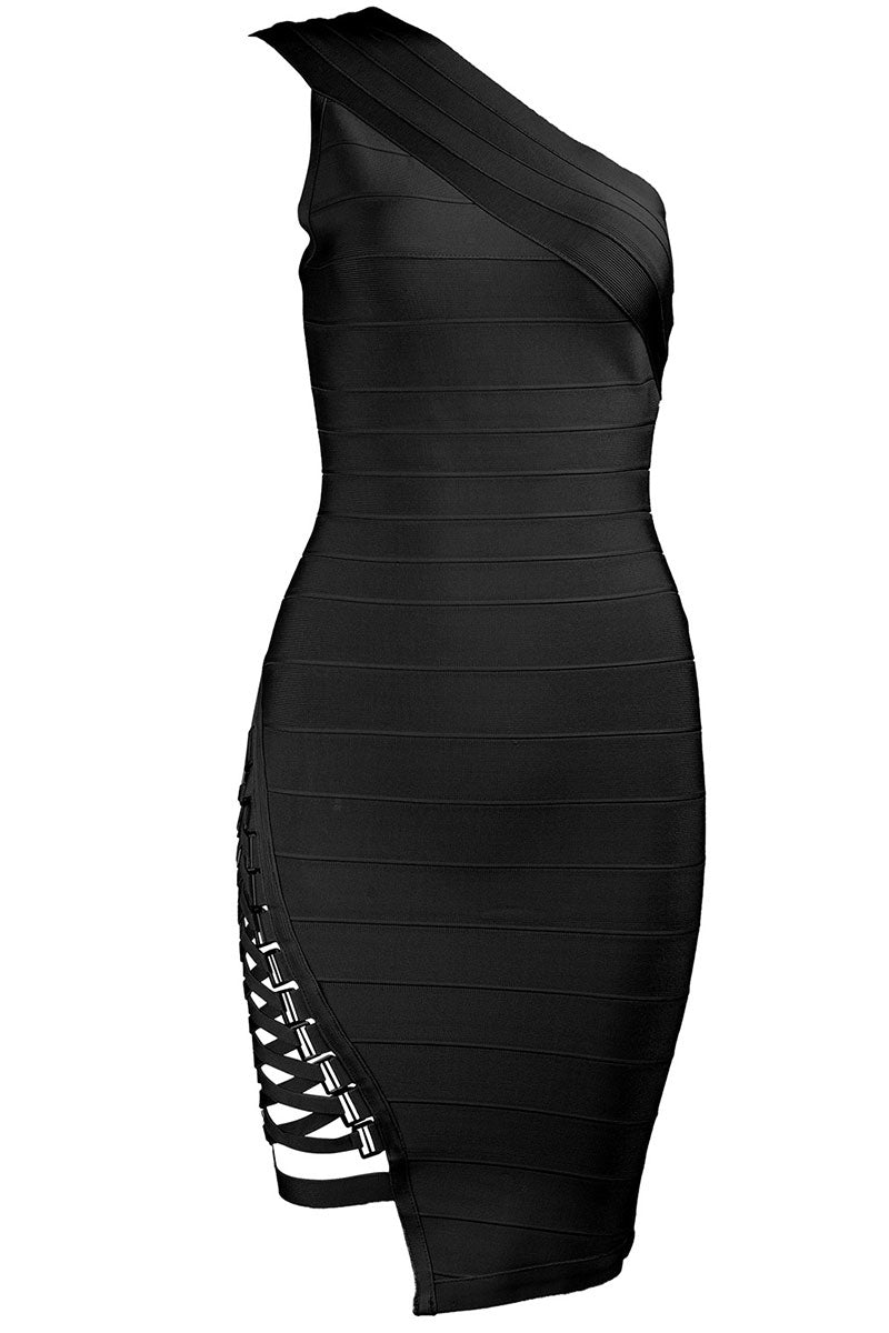 White One-shoulder Sexy Mini Bandage Dress