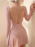 Slim Fit Oneck Solid Party Mini Dresses