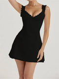 Summer Casual Elegant Deep Vneck Ribbed Tank Mini Dresses