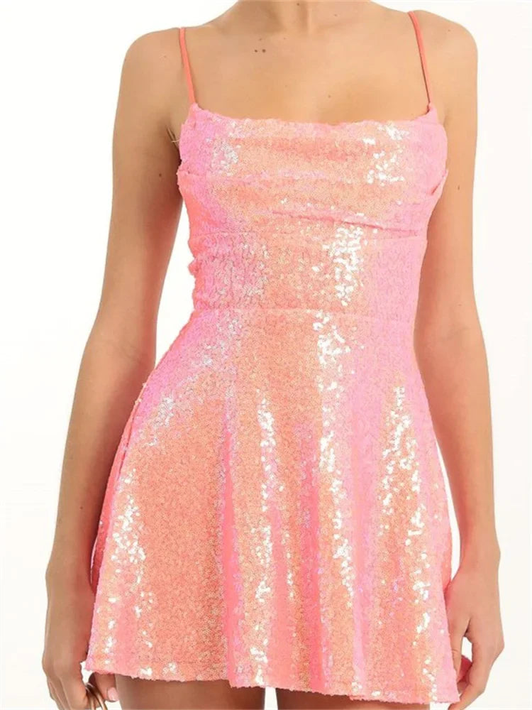Sequined Sleeveless ALine Mini Dresses