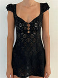 Lace Floral Vneck ALine Mini Dresses