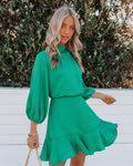 Call Me Angel Textured Satin Dress Green