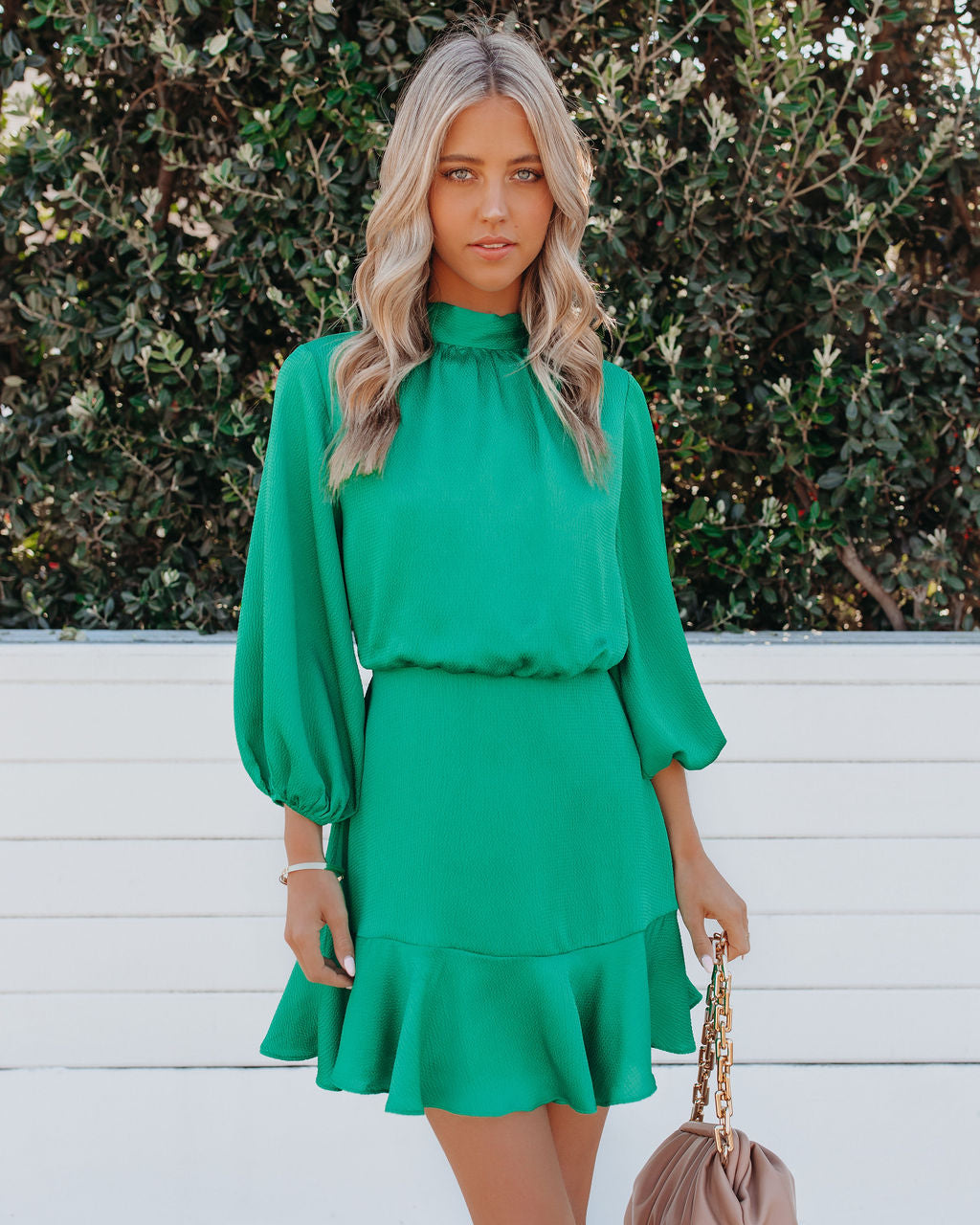 Call Me Angel Textured Satin Dress Green