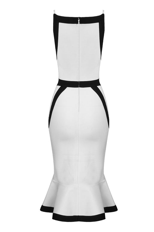 Color Block Sleeveless Mermaid Bandage Dress