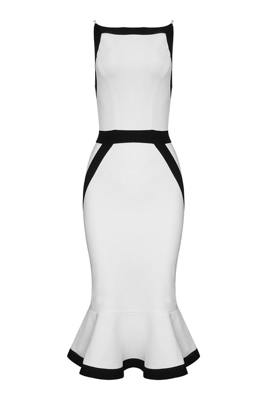 Color Block Sleeveless Mermaid Bandage Dress - Mislish