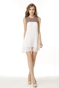 Color-block Asymmetrical Hem Sleeveless Chiffon Dress