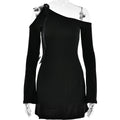 Dress Diagonal Collar off the Shoulder Stitching High Waist Long Sleeves Hip