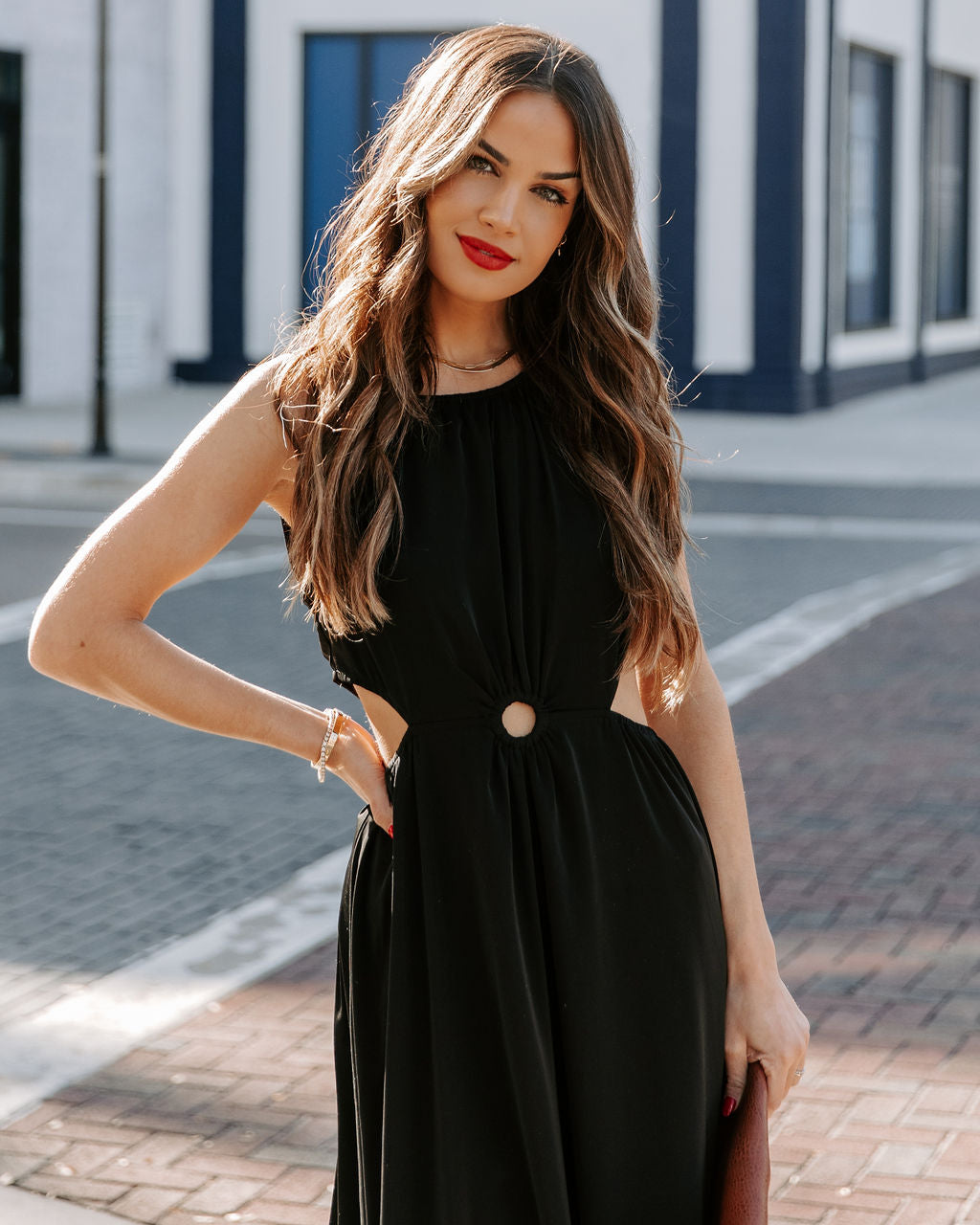 Bay Breeze Cutout Midi Dress Black