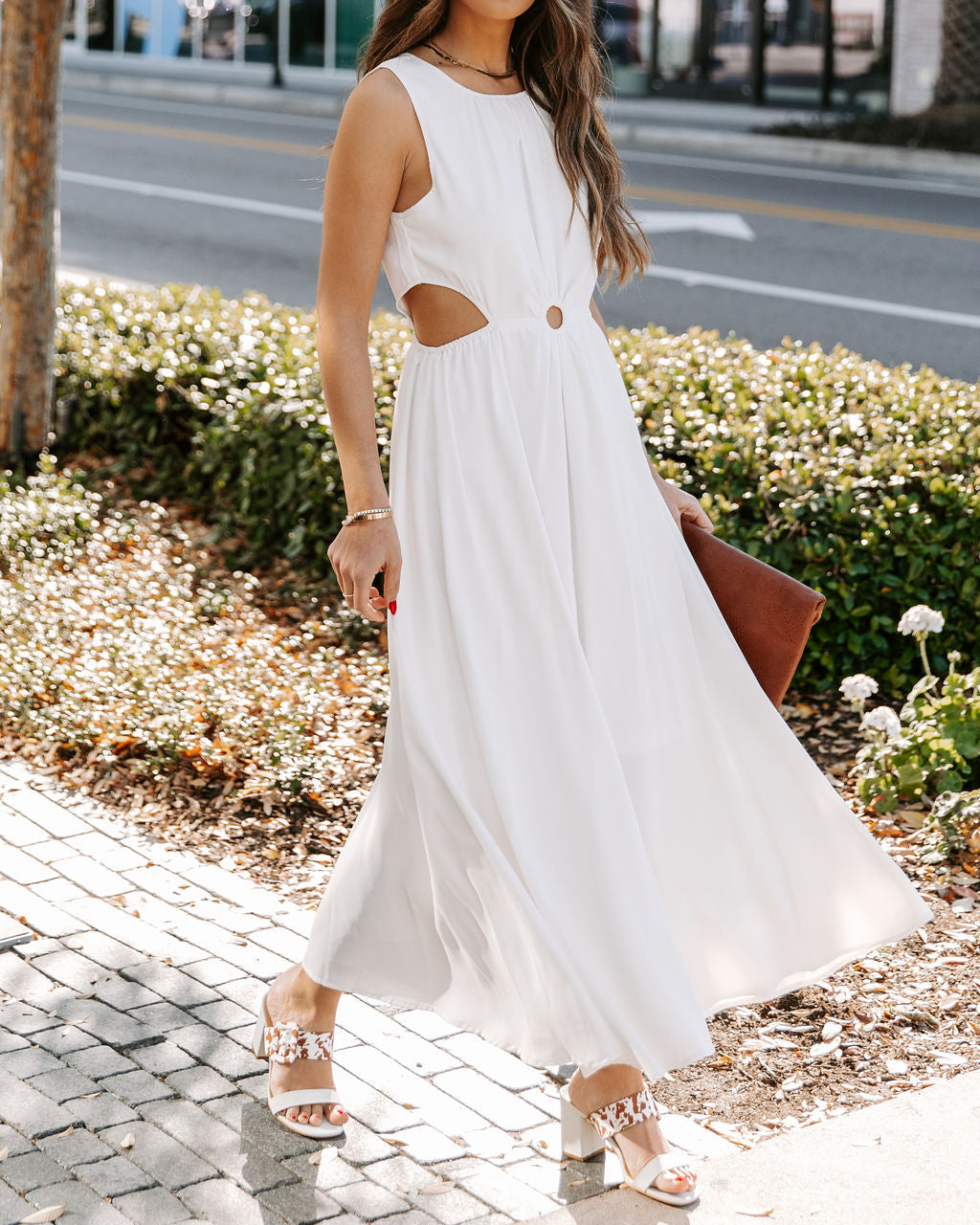 Bay Breeze Cutout Midi Dress Off White