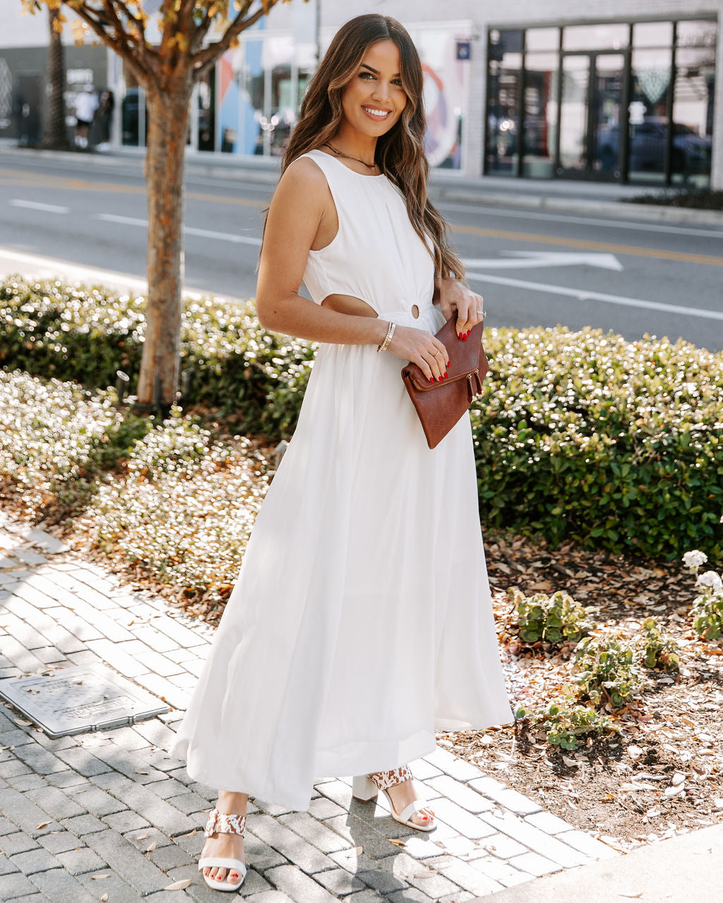 Bay Breeze Cutout Midi Dress Off White