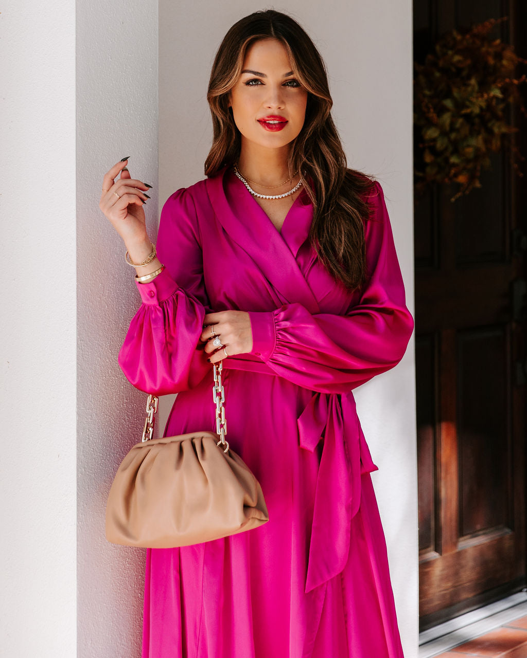 Always Memorable Satin Maxi Dress Magenta FINAL