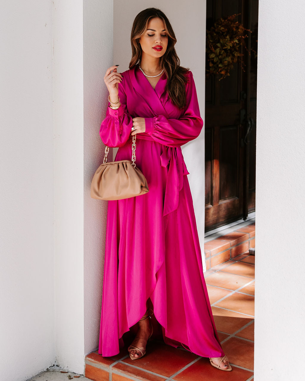Always Memorable Satin Maxi Dress Magenta FINAL