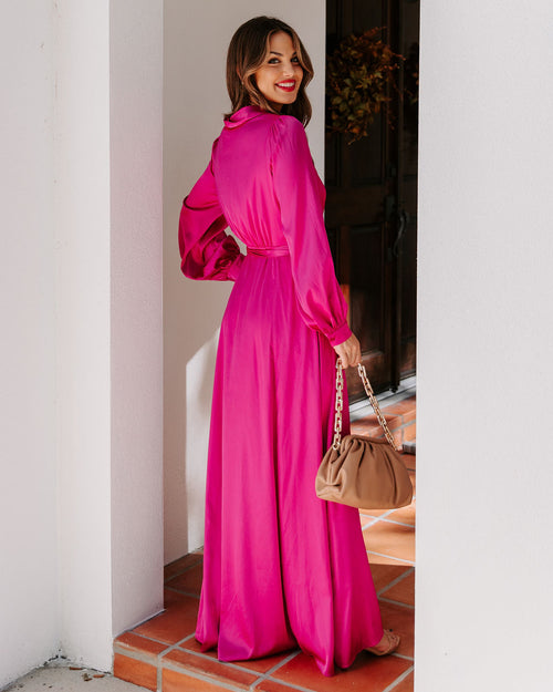Always Memorable Satin Maxi Dress Magenta FINAL