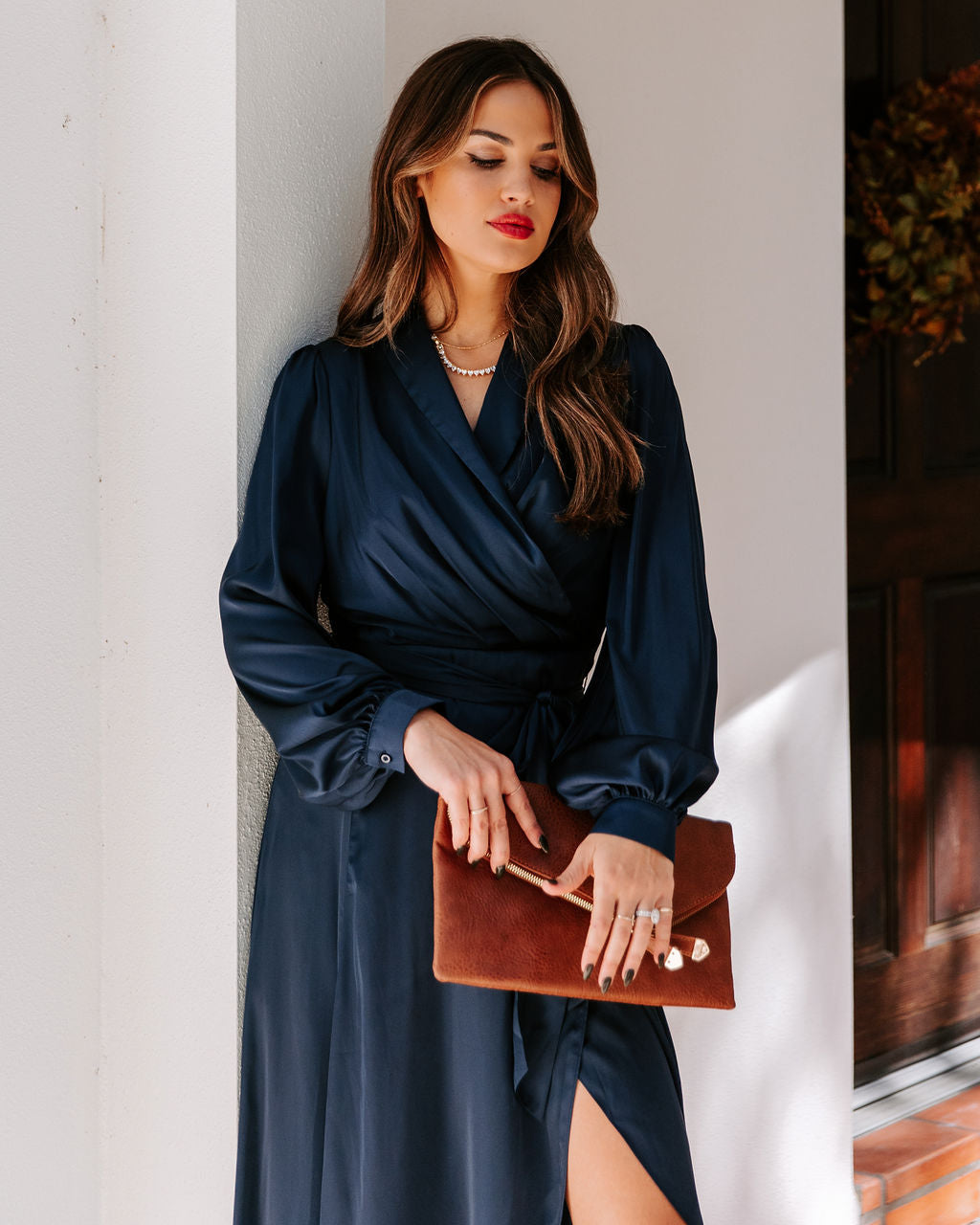 Always Memorable Satin Maxi Dress Navy