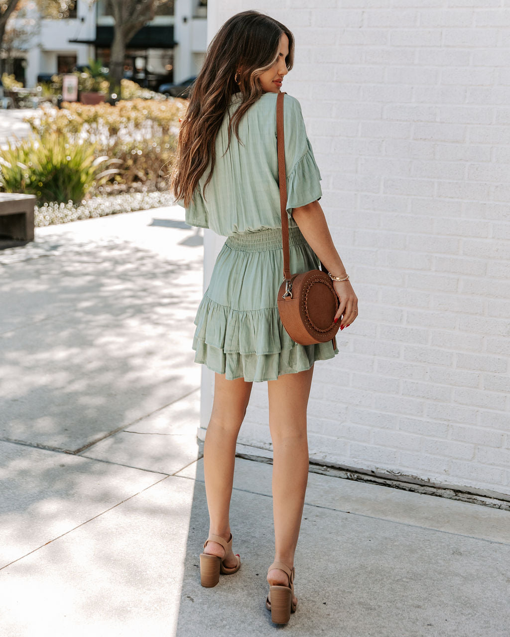 Slow It Down Smocked Tassel Dress Sage