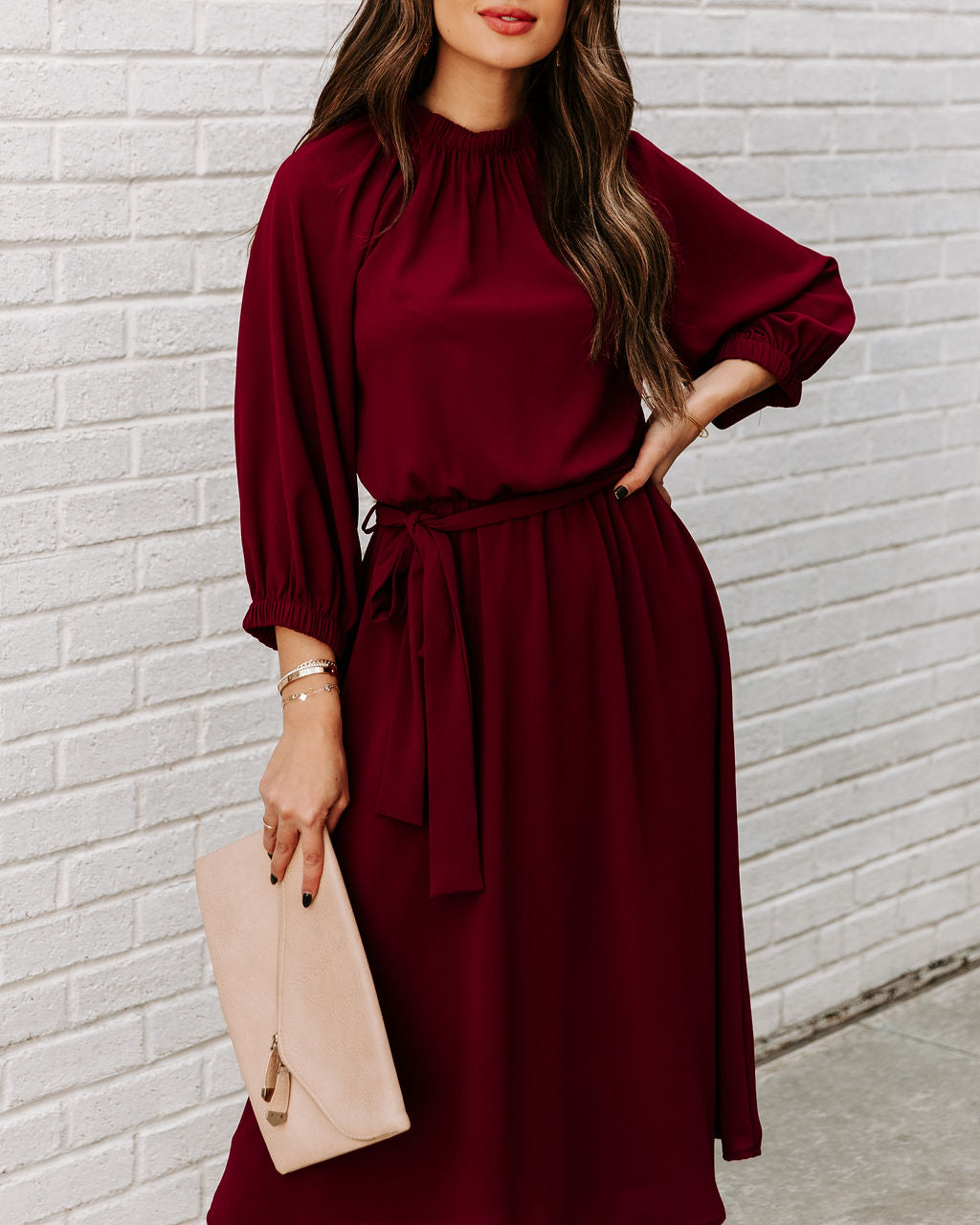Woodhaven Tie Midi Dress Wine