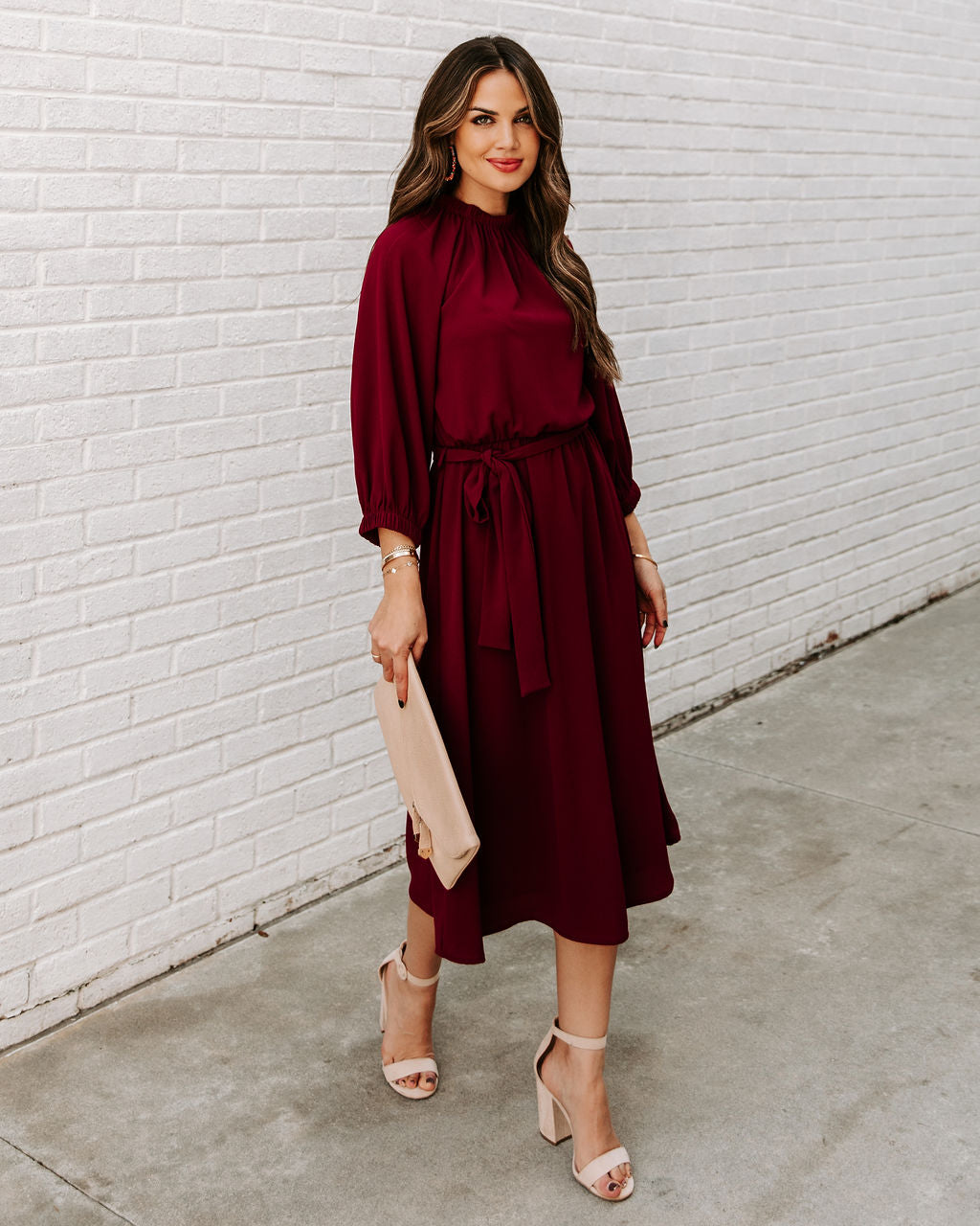 Woodhaven Tie Midi Dress Wine