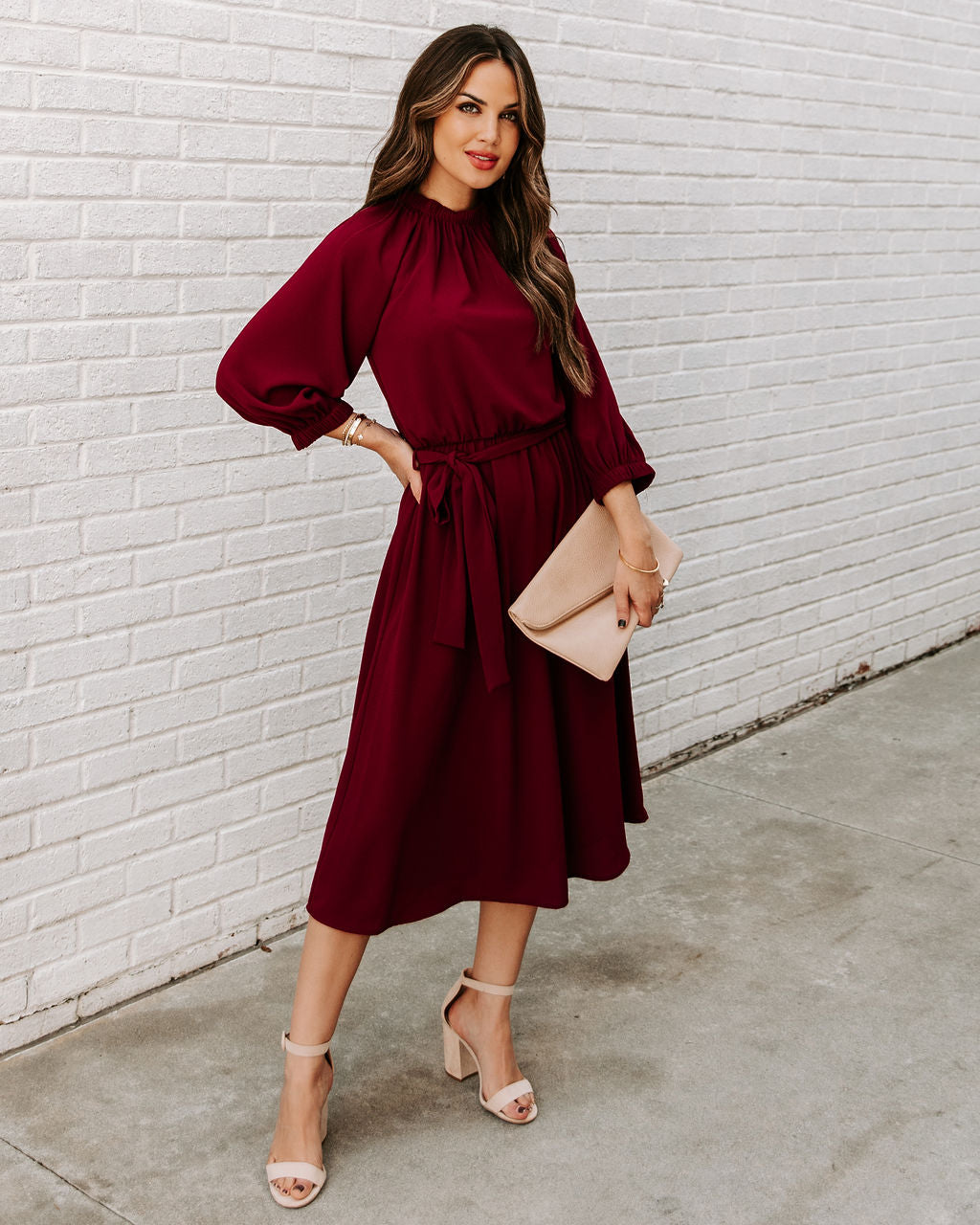 Woodhaven Tie Midi Dress Wine